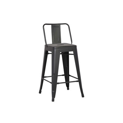 Tabouret de bar rustique en métal avec dossier, construction robuste et légère - ensemble de 2