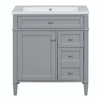 Delene 30 " W Freestanding Standard Free Standing 1 Single Vanity Bathroom Vanity With Resin Top