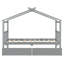 Lit simple en bois avec tiroirs, gris