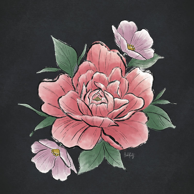 Pivoines sur toile par Heidi Kuntz, H 20 po x l 20 po x P 1,25 po