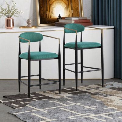 Tabourets de bar modernes en tissu Renfroe (ensemble de 2) - Contre-chaises de cuisine confortables