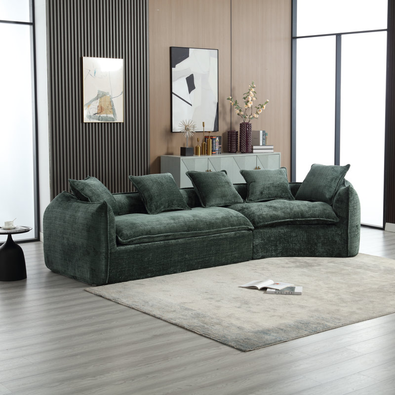 Canapé modulaire en U Sophira, Chenille verte