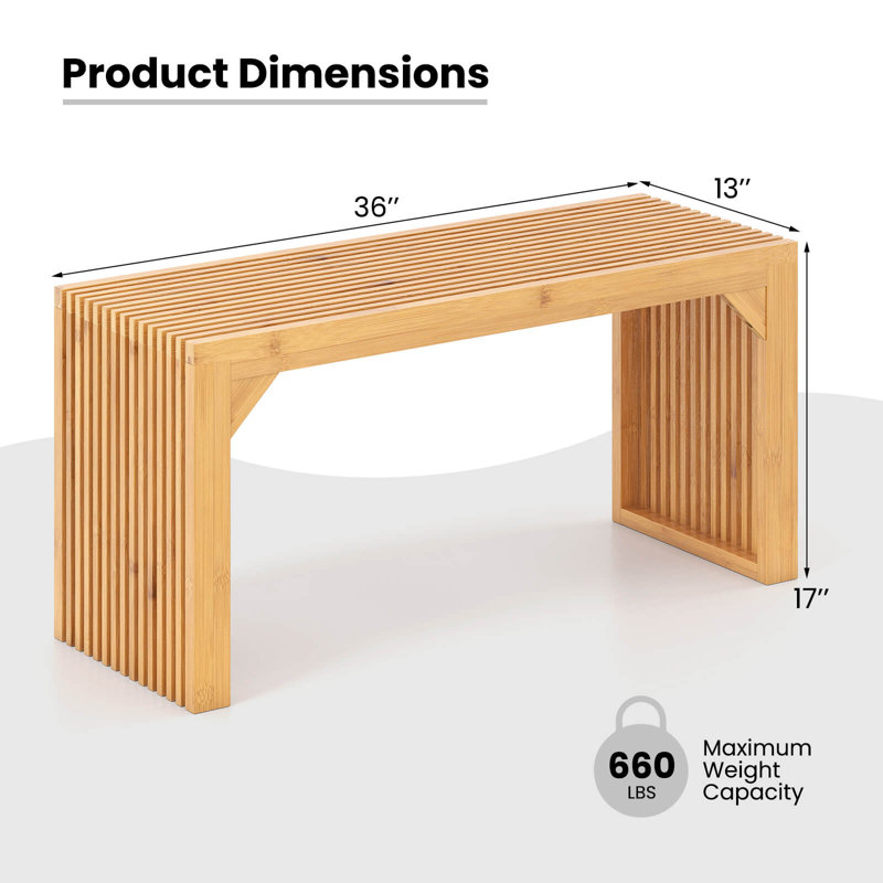 2 bancs de salle à manger en bambou de 36 po