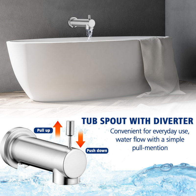 Wall Mounted Tub Spout Trim with Diverter, Brushed Nickel