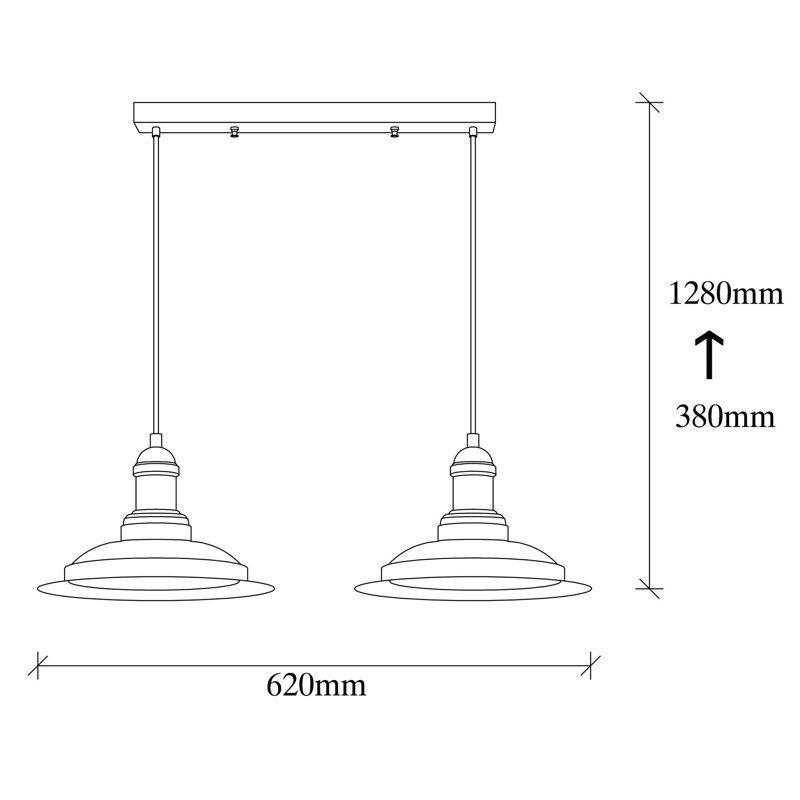 Lustre industriel moderne, noir et doré, hauteur réglable, 50,0 x 11,8 x 50,0 cm | IRON BODY, câble de 90 cm, 2 x E 27 Max 40 W | Parfait pour la décoration scandinave, éclairage élégant pour la salle à manger et les espaces de vie