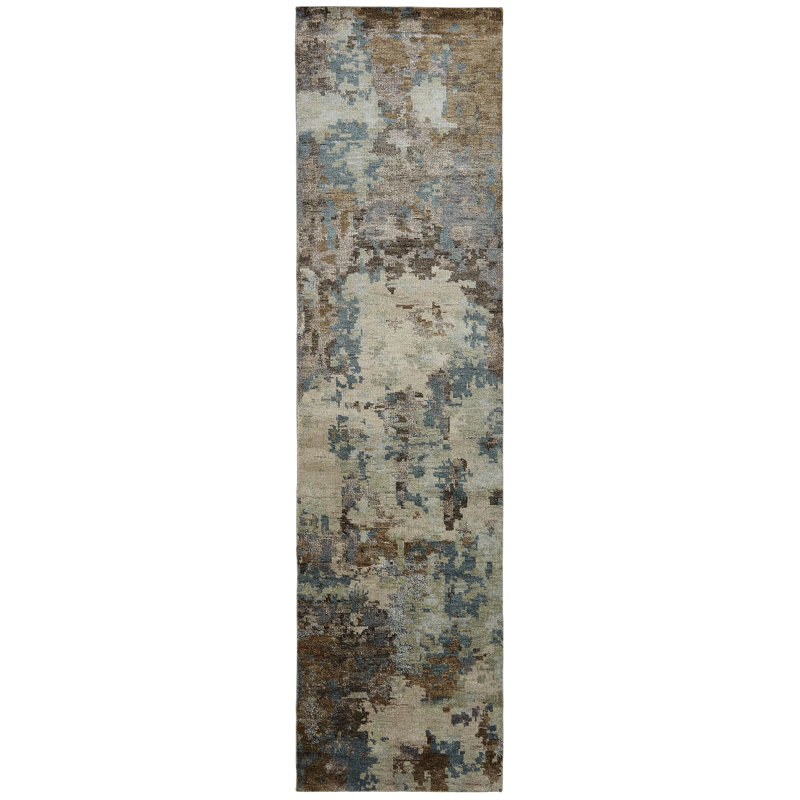 Tapis noué à la main Jaiden, Tapis de couloir 2 pi 6 po x 10 pi