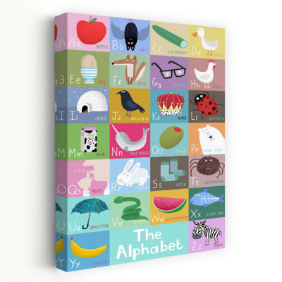 Colorful Kids Alphabet Colorful Vibrant Contemporary Ladybug Bear Duck Forest Wall Art Print