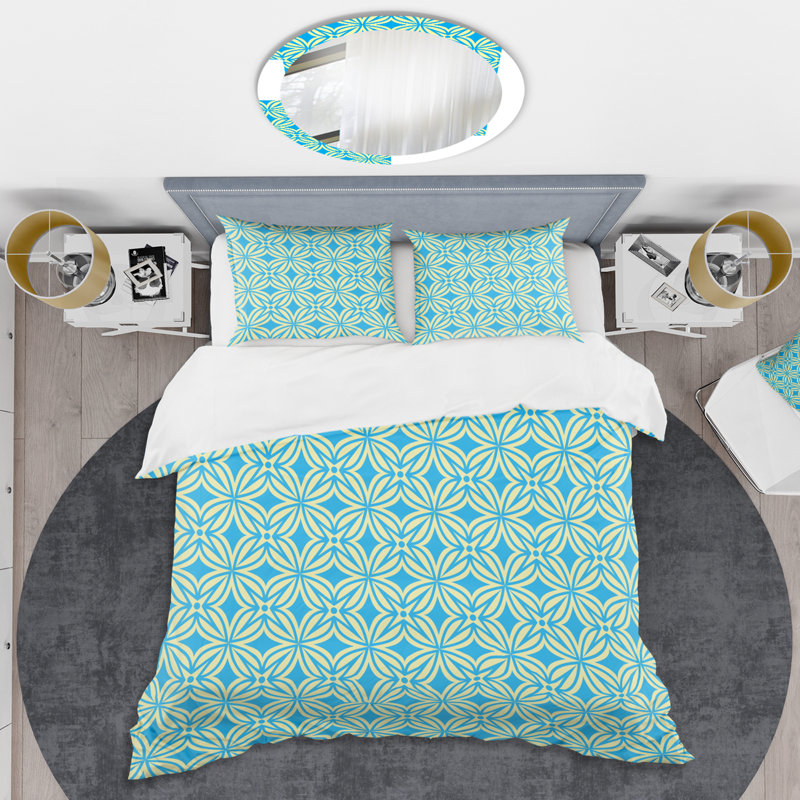 Ensemble de housse de couette de style mid-century rétro rétro, Housse simple + 1 taie décorative