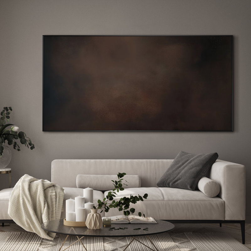 Très grande reproduction d'art sur toile - Nuage abstrait abstrait Moody Atmospherique, espaces contemporains ou industriels, décoration pour le salon ou la chambre à coucher - «Assemblage requis du cadre (cadre non fini)»