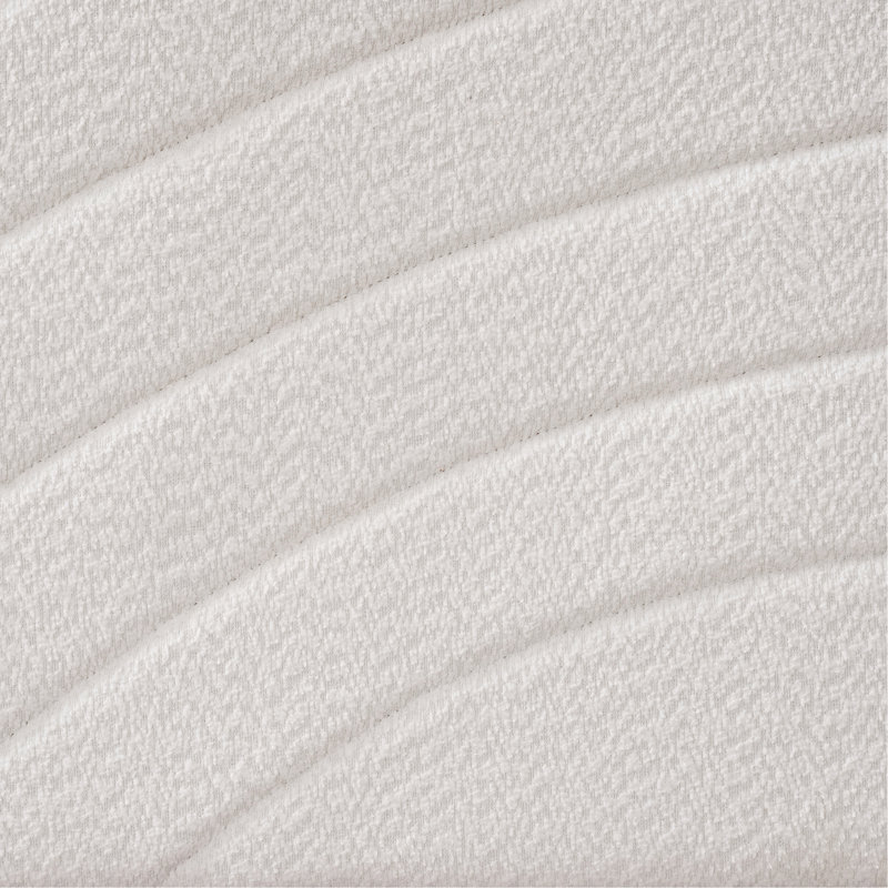 Lit avec tête de lit en tissu blanc Boucle, Grand lit
