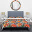 Orange Botanical Flowers - Ensemble de housse de couette floral - Polyester microfibre-946914548