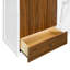 Lit escamotable double pleine grandeur avec placard, tiroirs et table, blanc