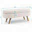 Banc de rangement ovale beige avec cadre en bois d'hévéa fiable - ajoute des pieds fiables d'intérêt visuel-1259720408