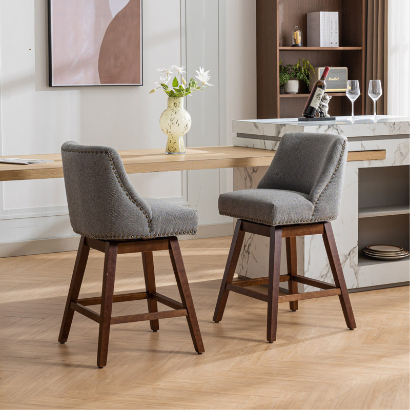 Ensemble de 2 tabourets de bar pivotants à hauteur de comptoir, siège de 26 po de hauteur et tabourets de bar rembourrés