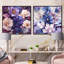 «Wonderland», fleurs mauves I, ensemble de 2 collages floraux carrés-101860001-101860000