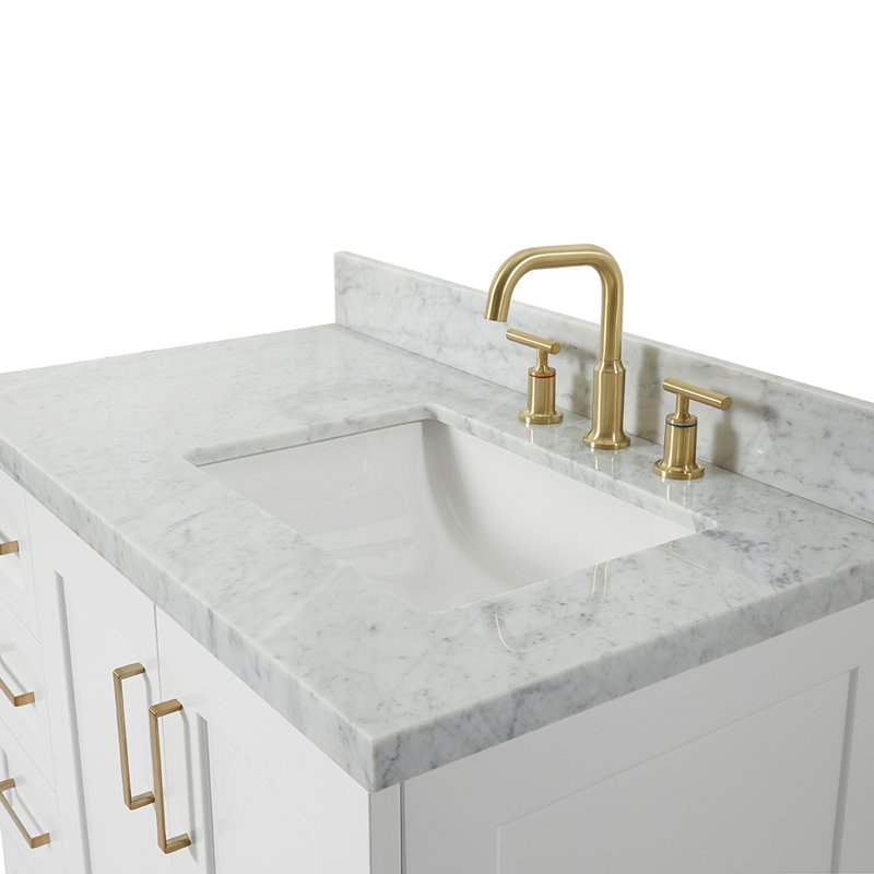 ARIEL TAYLOR 37 IN LEFT OFFSET RECTANGLE SINK VANITY, White, Rectangle, Right 