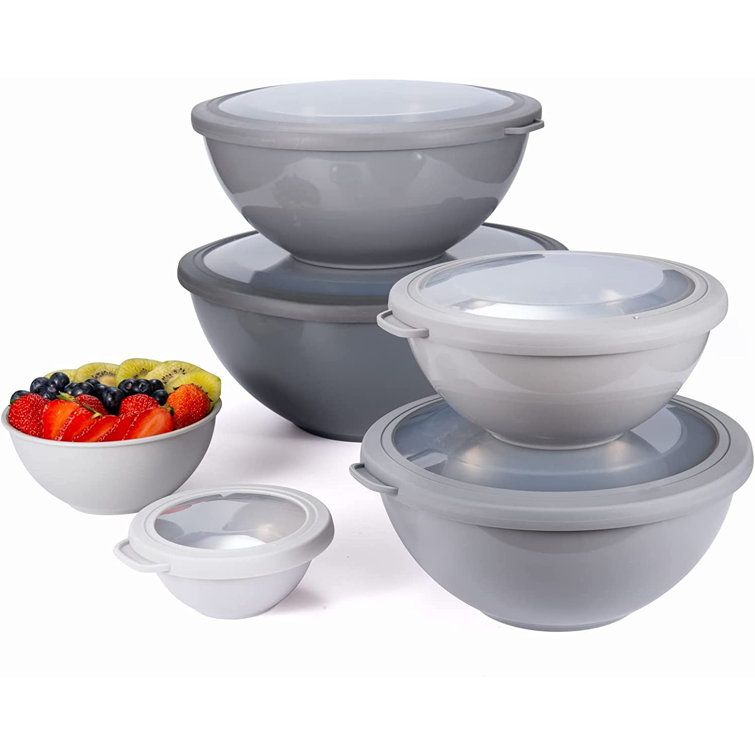 Tramontina Gray 10-Piece Covered Mixing Bowl Set