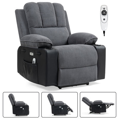 Corduroy Wall Ergonomic Recliner with Massager