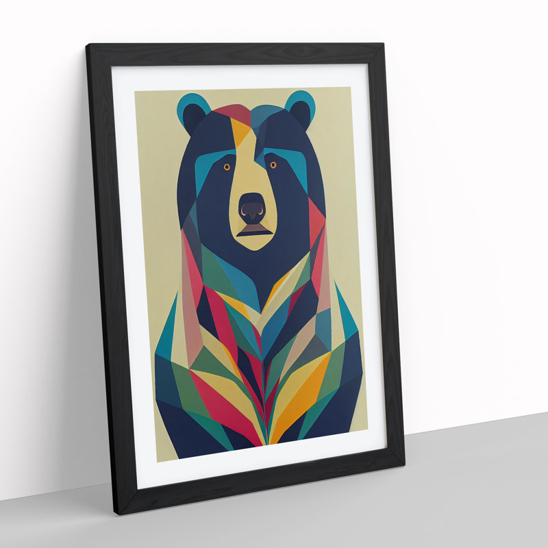 Breathtaking Bear Abstract - Single Picture Frame Print, Black, 64cm H x 46cm W x 2cm D