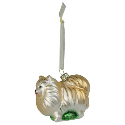 Pomeranian Dog Ornament, Glass