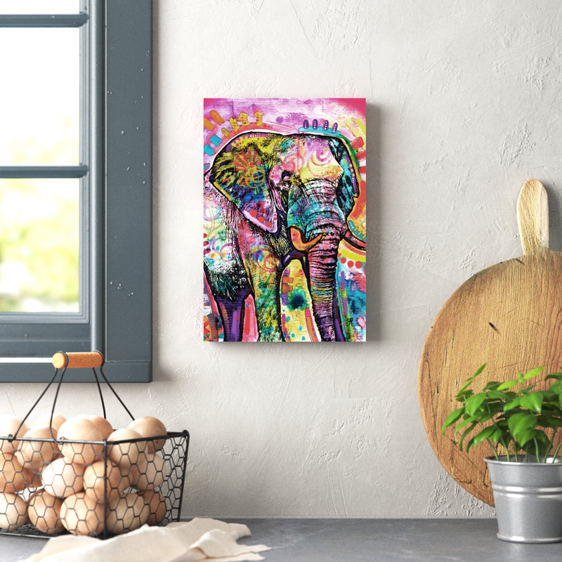 Elephant II by Dean Russo - Painting on Canvas, No Frame, 101.6 cm H x 66.04 cm W x 1.91 cm D