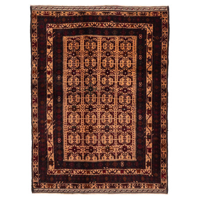 Teimani Beige, Red Rug 4'5" x 5'11"