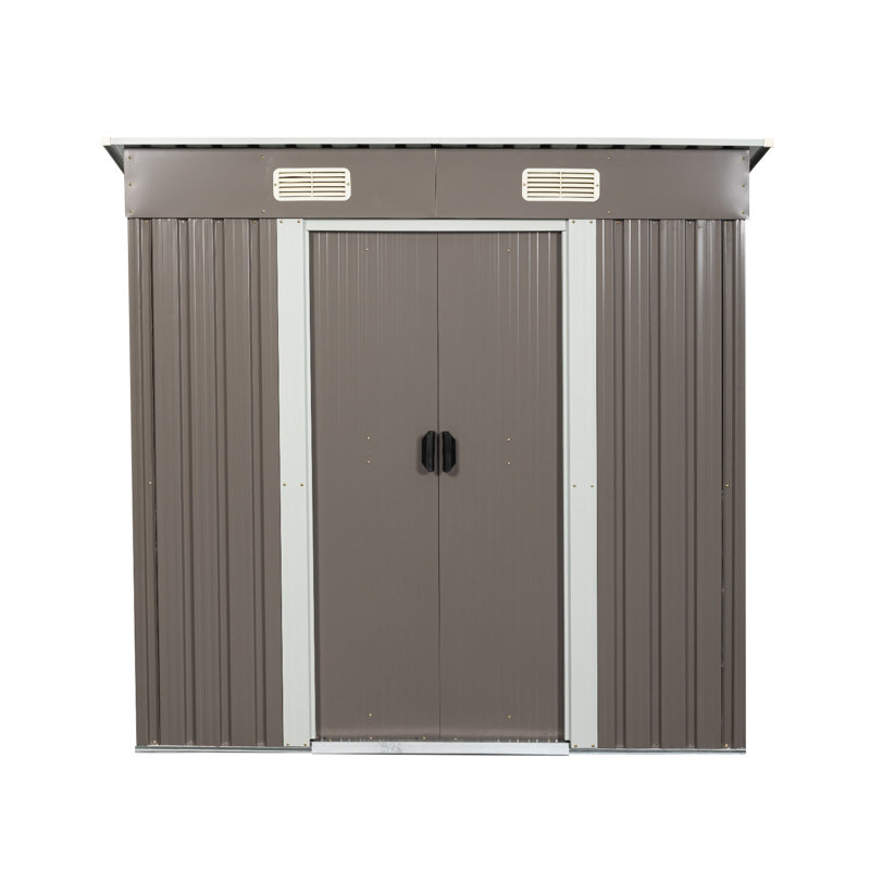 Gray 6 ft x 4 ft Metal Outdoor Storage Shed with Lockable Doors