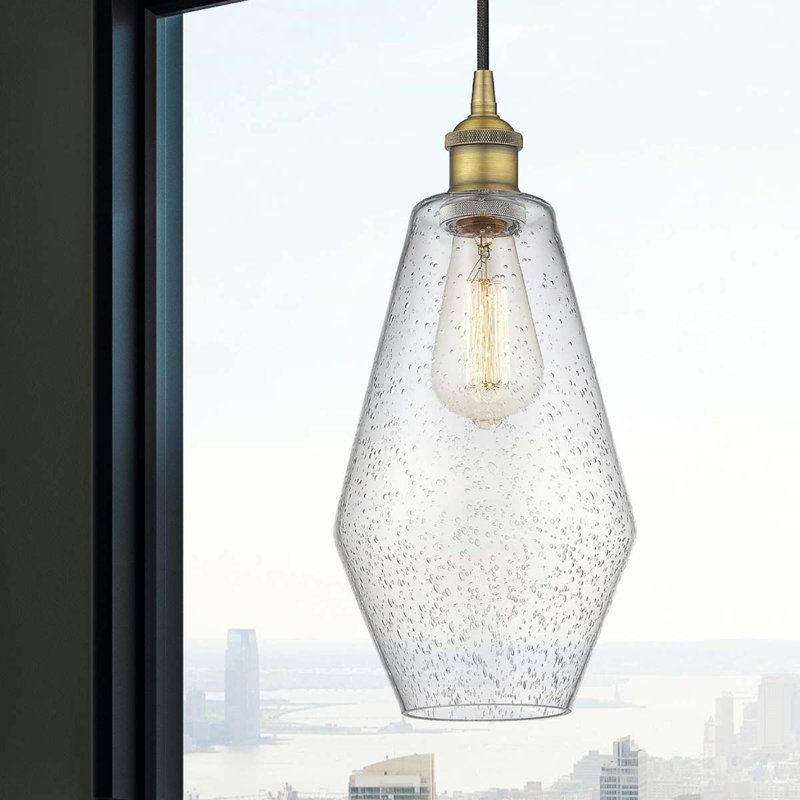 Luminaire suspendu simple à 1 lumière Gabbie, Laiton brossé