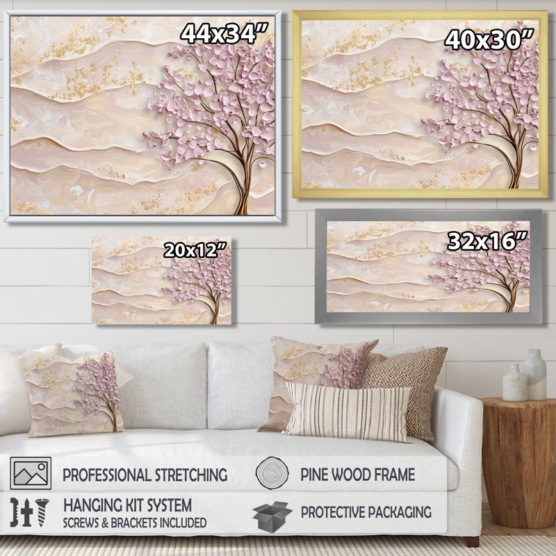 Lavande Bloom Acacia Tree Horizon I - Acacia Tree Wall Art Living Room, H 12 po x l 20 po, Toile tendue, Ne s’applique pas