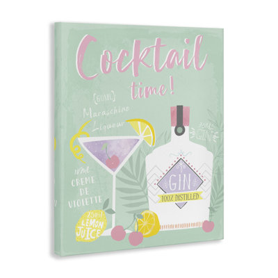  «Cocktail Time with Recipe», art mural sur toile par Angela Nickeas