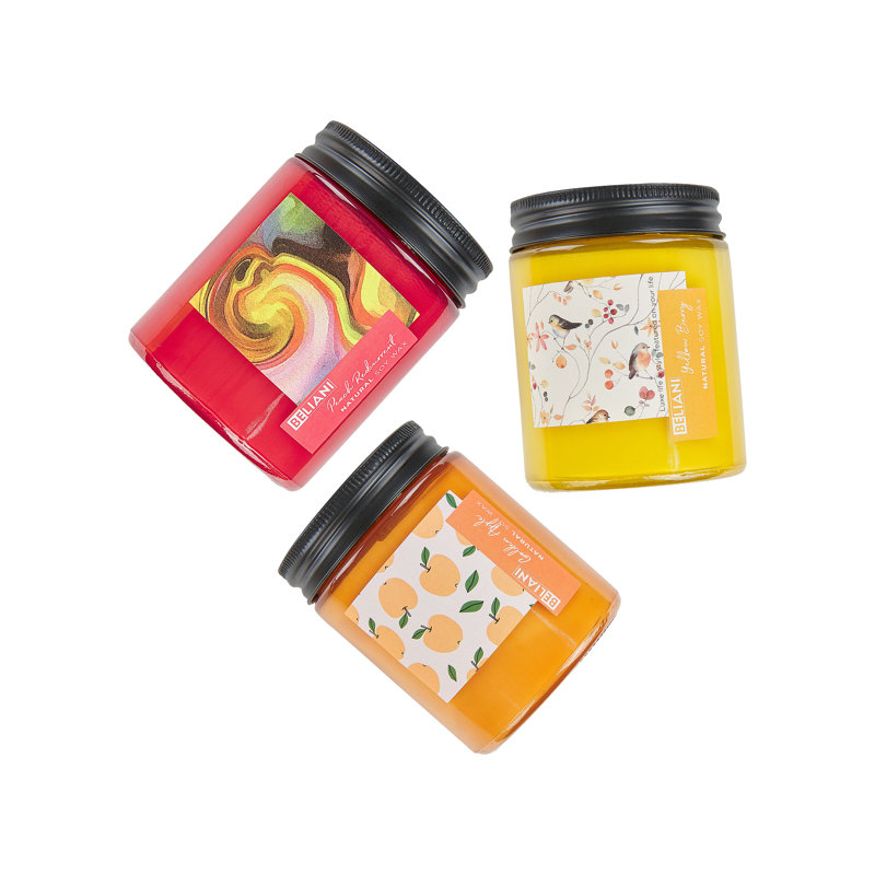 Scented Jar Candle, Yellow/Orange/Red, Fruity/ Sweet