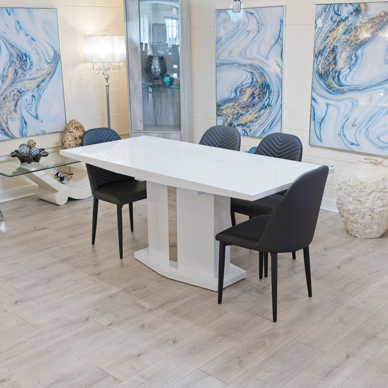 Splendora 4 - Person Butterfly Leaf Dining Set, Black, White