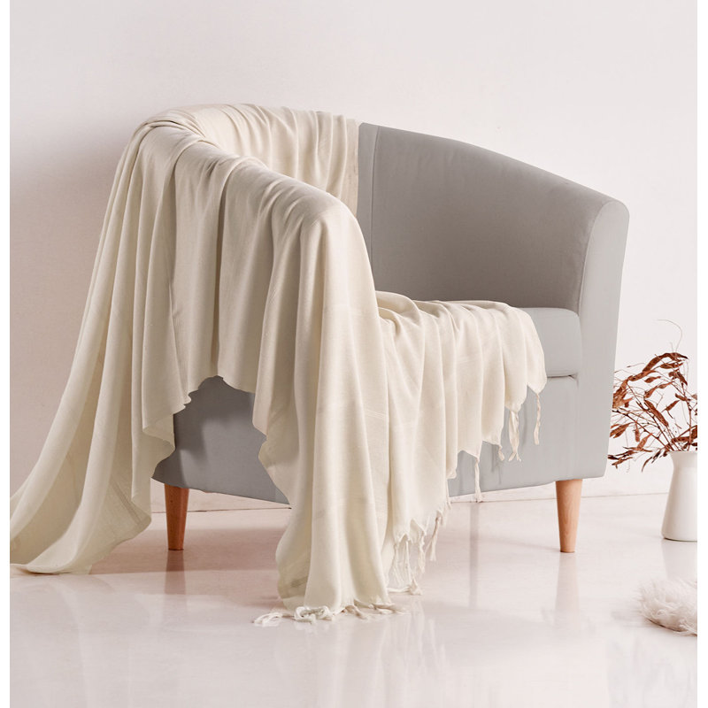 Jeté 100% coton Sky, L 75 po x L 102 po, Beige