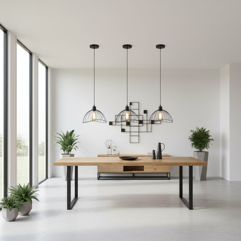 3 PCS Black Farmhouse Cage Pendant Light Vintage Modern Light, 5.9" H x 11.8" W x 11.8" D