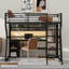 Lit mezzanine en métal avec bureau à DEL et armoire ouverte Designs Designs