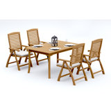 6 Seats 7 Pcs Grade-A Teak Wood Dining Set: 60" Rectangle Table And 6 Ashely Folding Reclining Arm Chairs #11AS1306