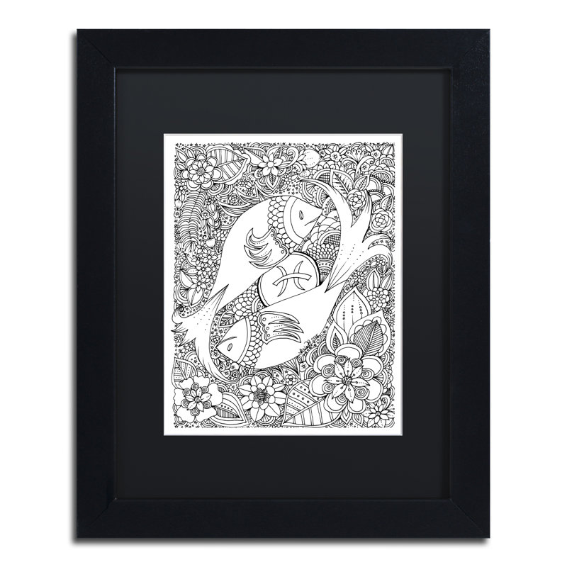 " Fish " by KCDoodleArt, Black, 14" H x 11" W x 0.5" D