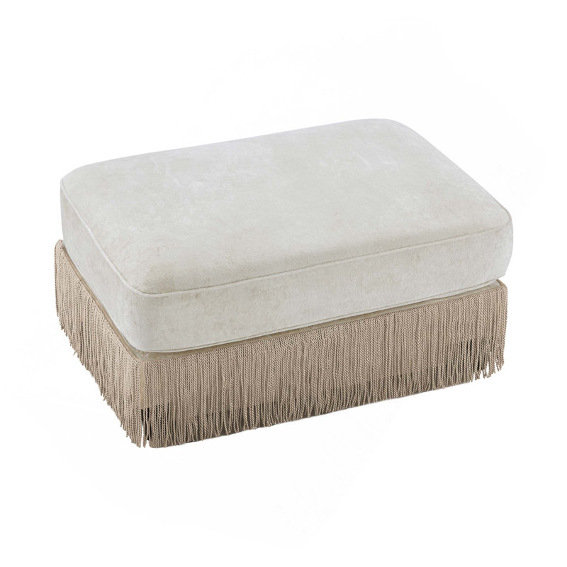 Repose-pieds rembourré en velours Chesterfield, Beige