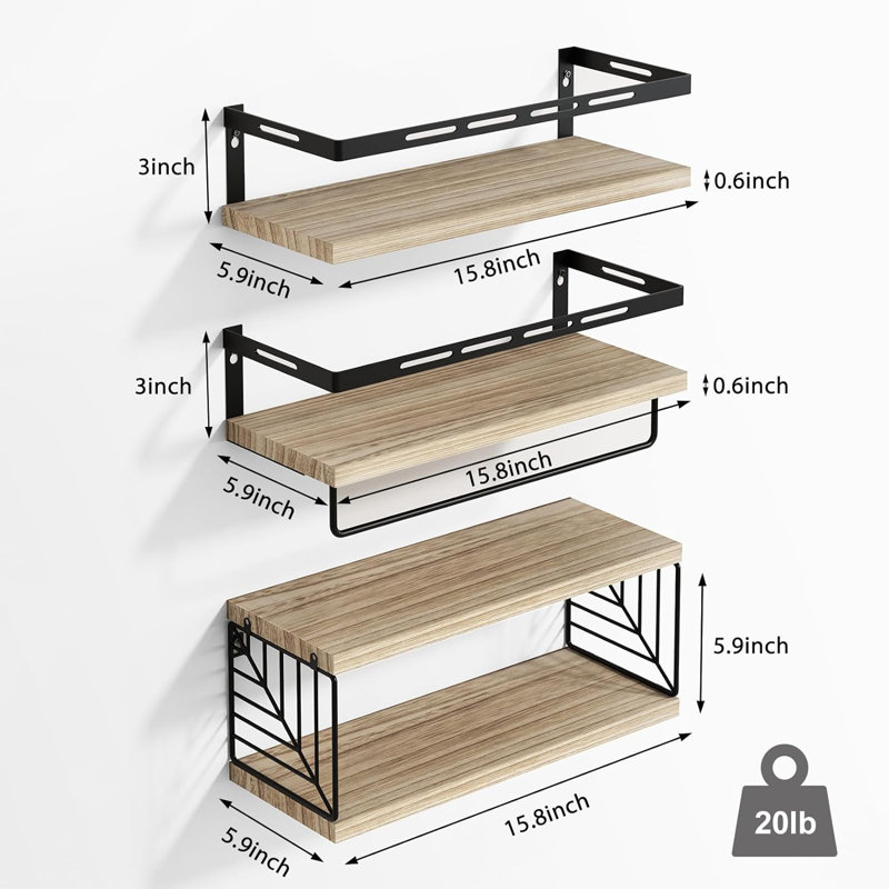 Valmer Mounting / Installation Required Bathroom Shelves, Rustic Brown
