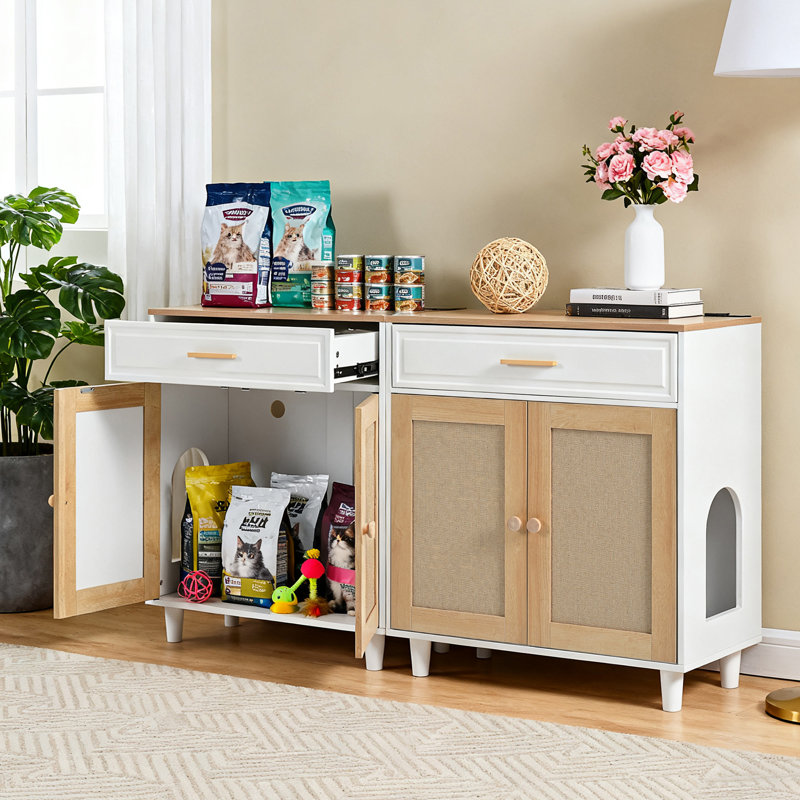 Meuble de litière pour chat 2 pièces