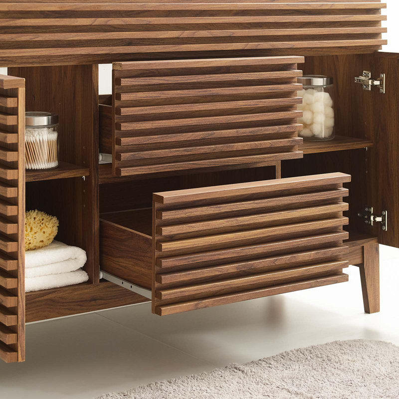 Modway Render 48" Single Bathroom Vanity Base Only, Walnut