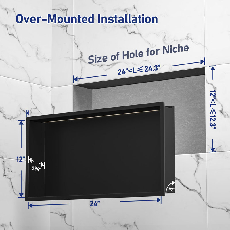 Stainless Shower Niche With LED Strip Light