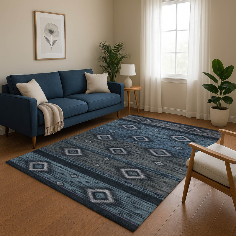 Tapis tribal de qualité supérieure lavable à la machine Ralston AMF1943, Rectangle 10 pi x 14 pi