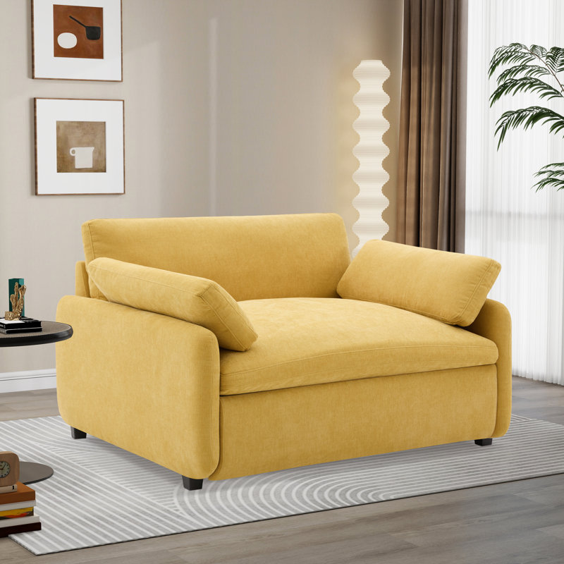 Fauteuil d'appoint moderne et surdimensionné en chenille, Jaune