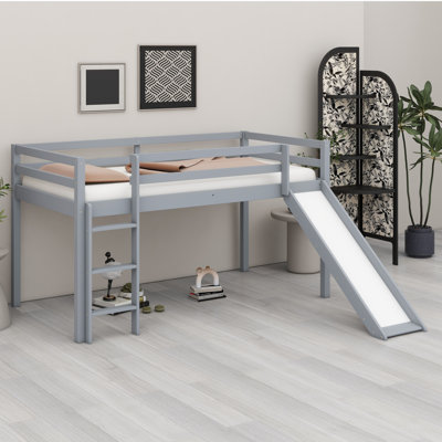 Lit mezzanine bas avec glissade, échelle, barrières de sécurité