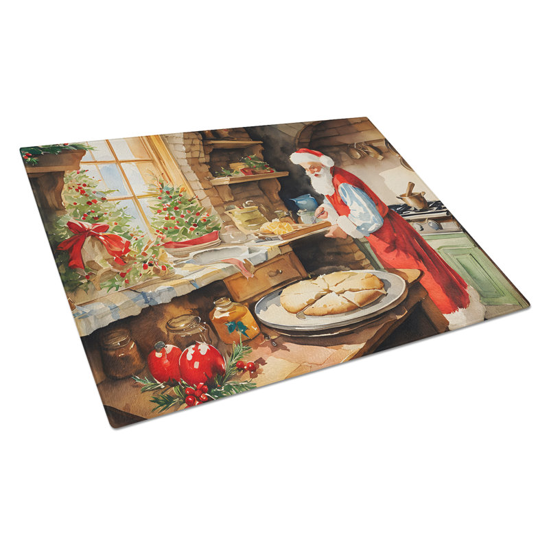 Biscuits avec grande planche à découper en verre Père Noël