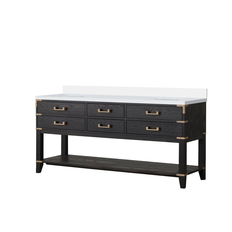 Double Bath Vanity with Quartz Top, Black