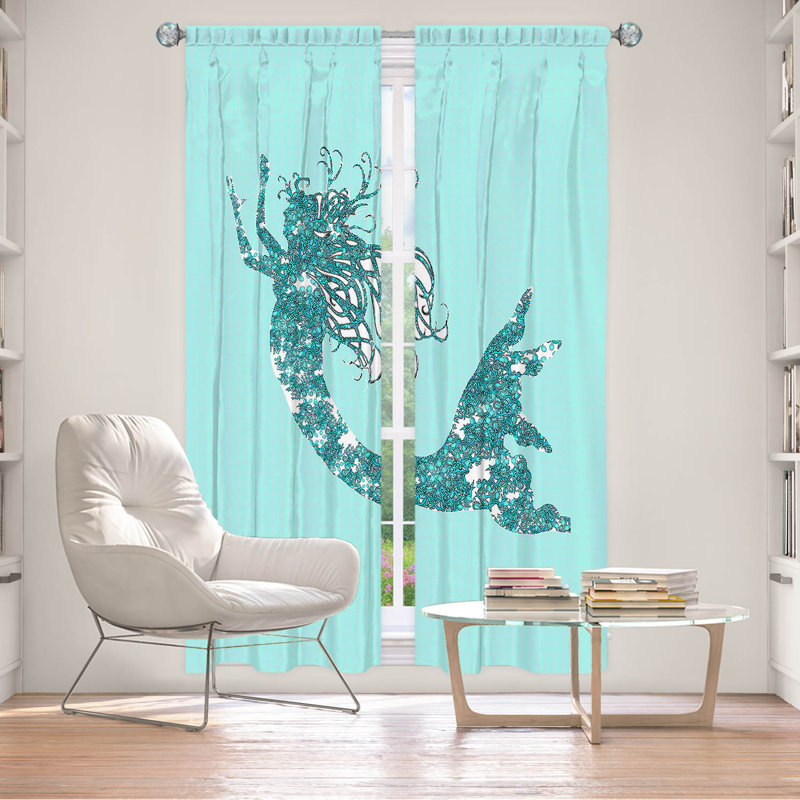Paire de rideaux obscurcissant en polyester Rossy, L 20 po x L 61 po, Turquoise
