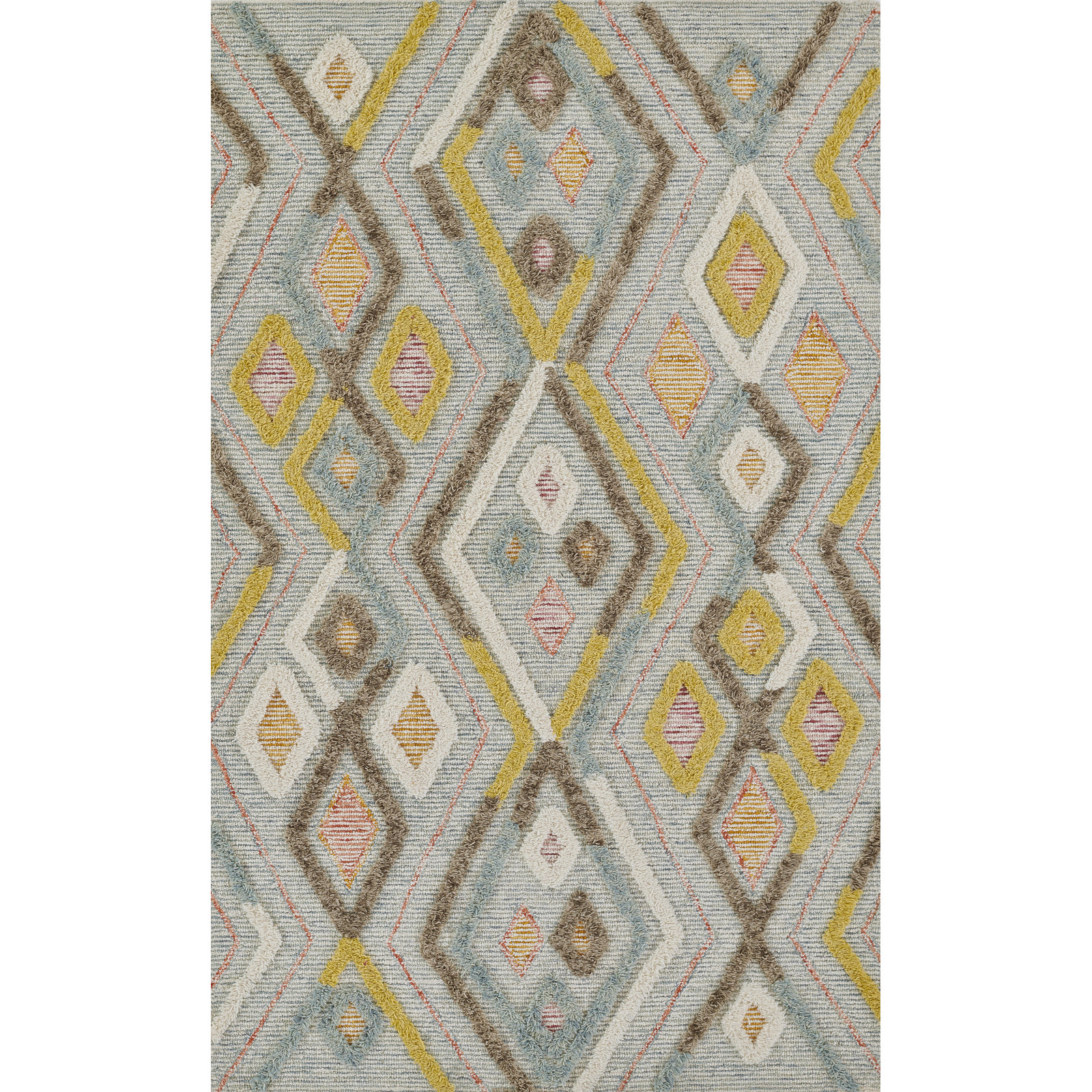 Chopin Hand Tufted Wool Gray/Yellow/Brown Rug, Rectangle 4' x 6'