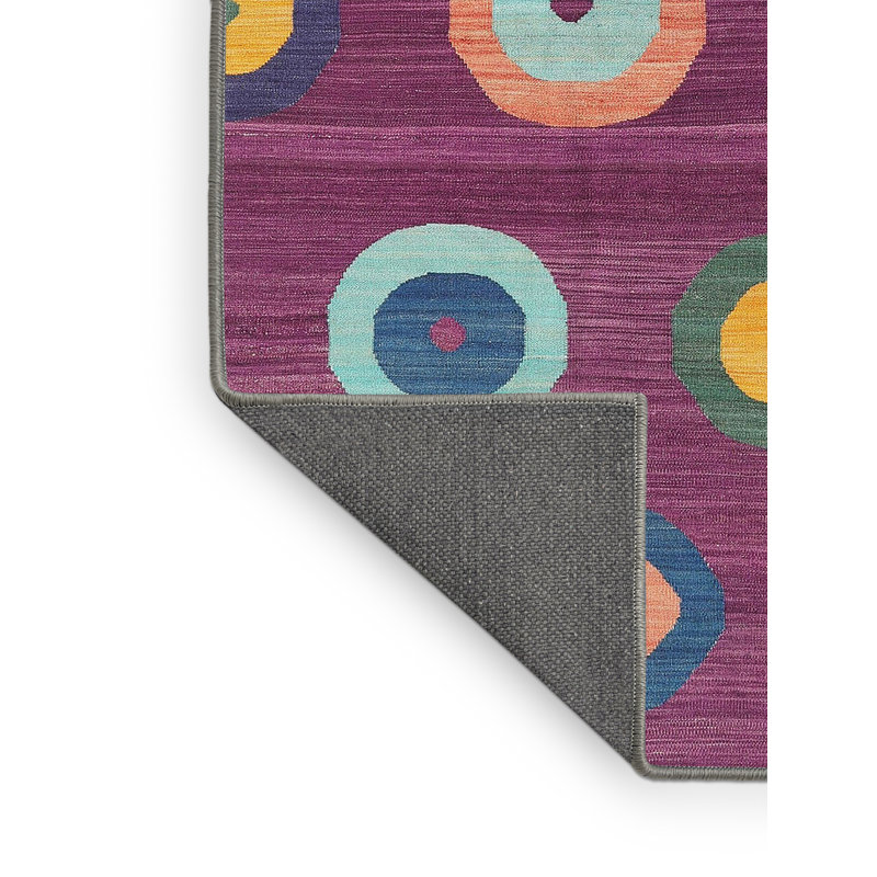 Tapis géométrique mauve / beige / vert, Rectangle 8 pi x 12 pi